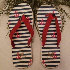 Sugar Flip Flops with Anchors. Size 8